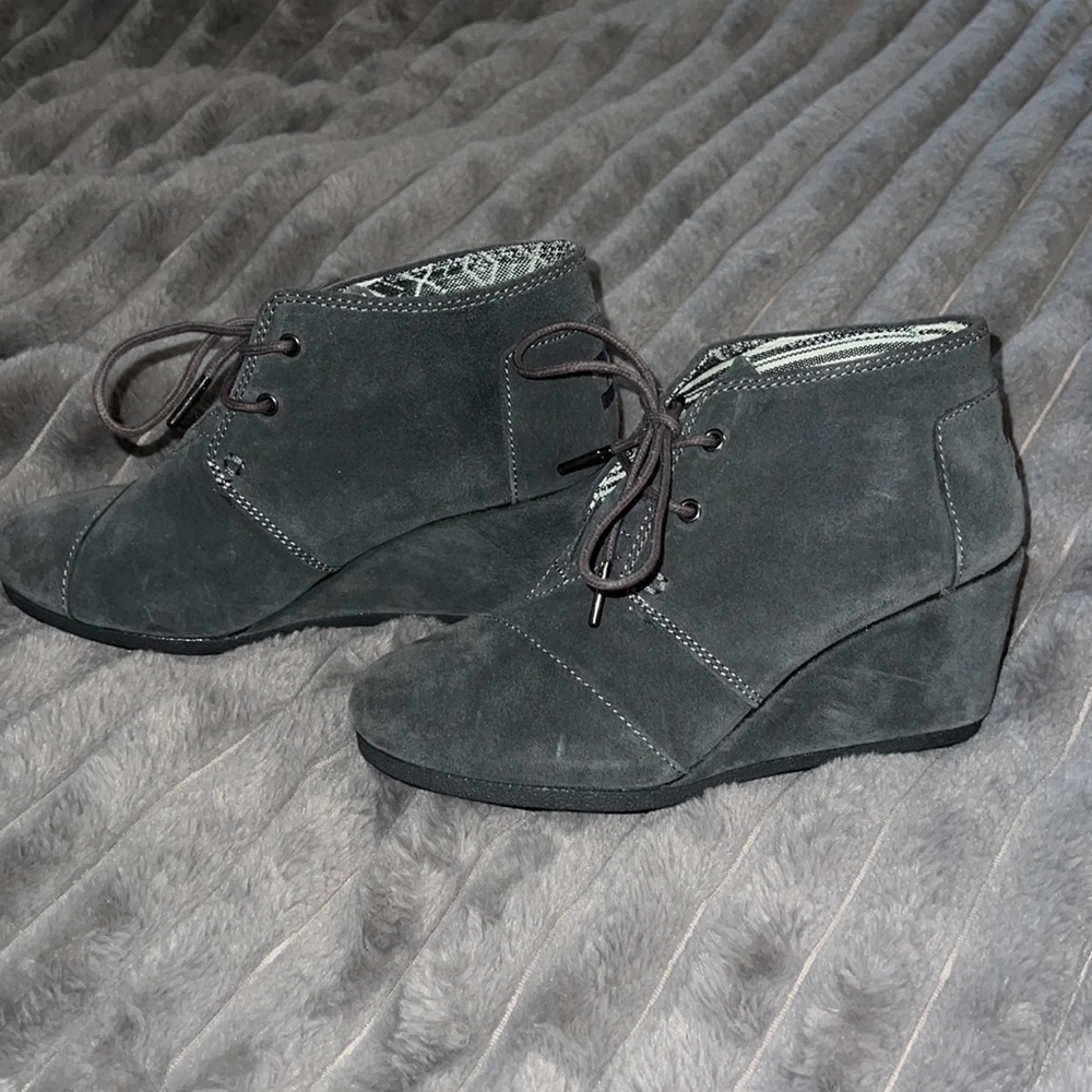Dark Gray Toms Wedges